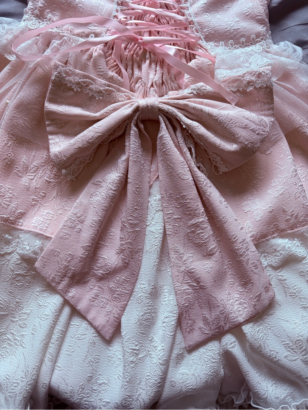 Pink & White Lace Victorian Vintage Style Dress - Picture 11 of 13